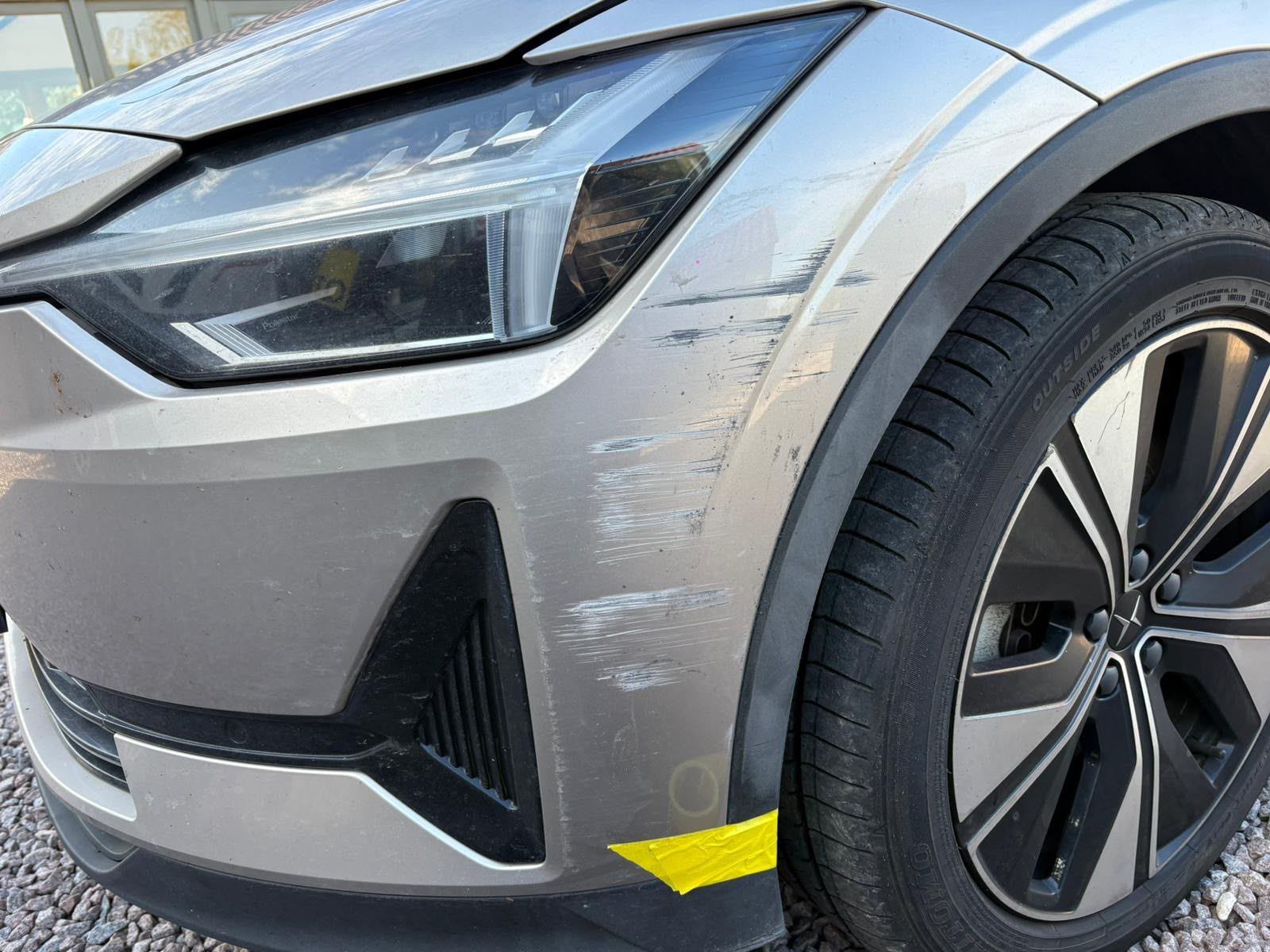 Scratch Repair shown before repair